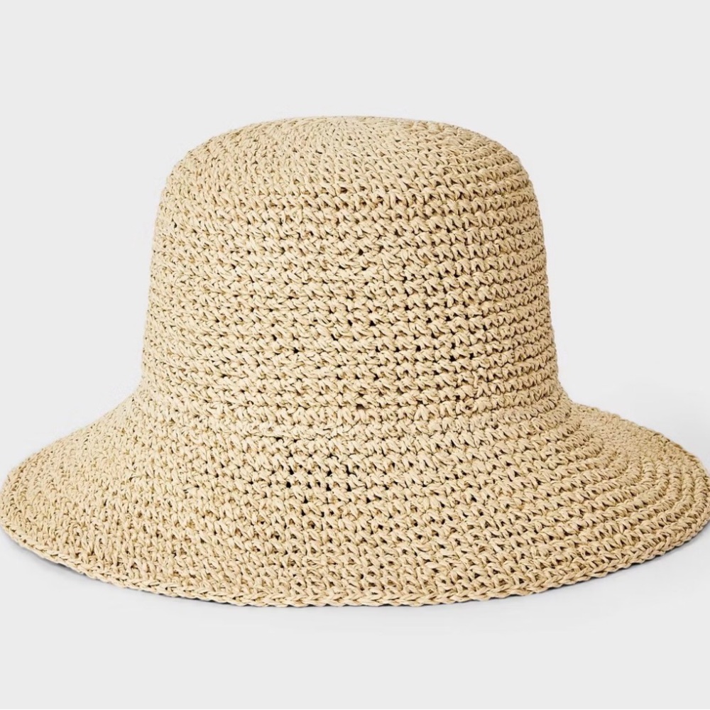 Straw Crochet Bucket Hat - Universal Thread™ Natural S/M
